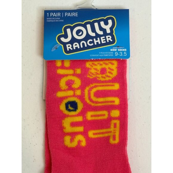Jolly Rancher Pink Kids Socks Fruit Candy Theme Size 9–3.5 Ankle NWT - Picture 2 of 3
